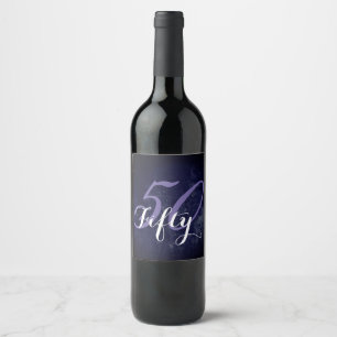 50th Birthday or Anniversary   Purple and White Wine Label