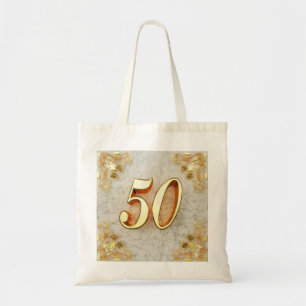 50th Birthday or Anniversary Regal Gold and Marble Tote Bag