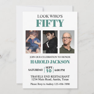 50th Birthday or Any Age Birthday Photo Invitation