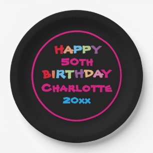 50th Birthday Or Any Age Personalized Name Year Paper Plate