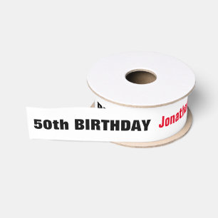50th Birthday or ANY YEAR Custom Name A02 Grosgrain Ribbon