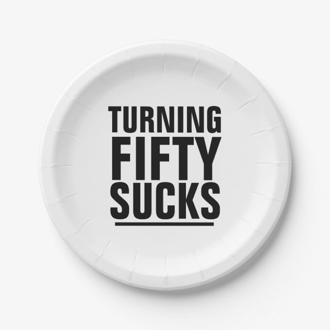 50TH BIRTHDAY PAPER PLATES, TURNING 50 SUCKS PAPER PLATE (Front)