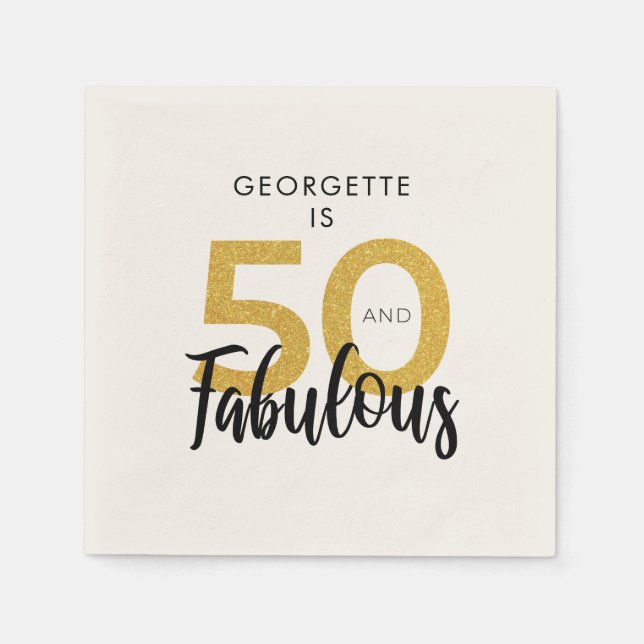 50th Birthday Party 50 and Fabulous Personalized Napkin (Front)
