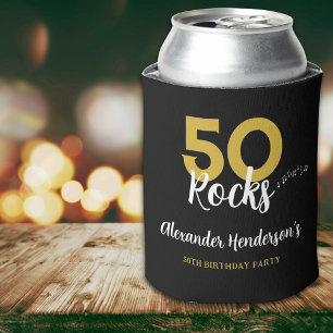 50th birthday party 50 Rocks personalized Can Cooler