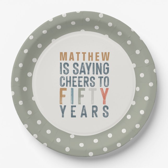 50th birthday party accessories decor paper plate (Front)