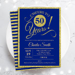 50th Birthday Party - ANY AGE Royal Blue Gold Invitation<br><div class="desc">50th birthday party invitation for men or women. Elegant invite card in royal blue with faux glitter gold foil. Features typography script font. Cheers to 50 years! Can be personalized into any year. Perfect for a milestone adult bday celebration.</div>