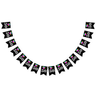 50th birthday party balloons bunting flags