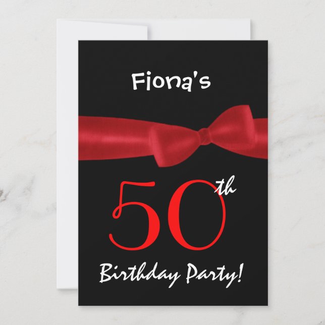 50th Birthday Party Black and Colourful Printed Bo Invitation (Front)