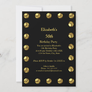 50th Birthday Party Black Gold Any Age Invitation