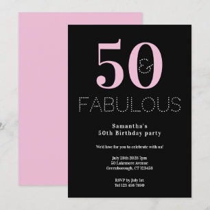 50th Birthday Party Black Pink Modern Party Invitation