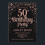 50th Birthday Party - Black & Rose Gold Invitation<br><div class="desc">50th Birthday Party Invitation.
Elegant design in black and faux glitter rose gold. Features stylish script font and confetti. Message me if you need custom age.</div>