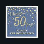 50th Birthday Party Blue and Gold Diamond Napkins<br><div class="desc">50th Birthday Party Invitation with Blue and Gold Glitter Diamond Background. Gold Confetti. Adult Birthday. Man or Woman Birthday. For further customization,  please click the "Customize it" button and use our design tool to modify this template.</div>