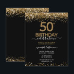 50th Birthday Party Budget Invitation<br><div class="desc">Elegant Faux gold glitter with shimmering confetti highlights on the top and bottom border. All text is adjustable and easy to change for your own party needs. Great elegant 50th birthday template design.</div>