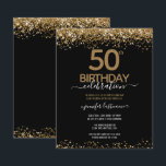 50th Birthday Party Budget Invitation<br><div class="desc">Elegant Faux gold glitter with shimmering confetti highlights on the top and bottom border. All text is adjustable and easy to change for your own party needs. Great elegant 50th birthday template design.</div>