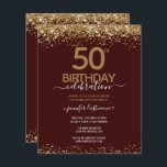 50th Birthday Party Budget Invitation<br><div class="desc">Elegant Faux gold glitter with shimmering confetti highlights on the top and bottom border. All text is adjustable and easy to change for your own party needs. Great elegant 50th birthday template design.</div>