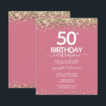 50th Birthday Party Budget Invitation<br><div class="desc">Elegant Faux gold glitter with shimmering confetti highlights on the top and bottom border. All text is adjustable and easy to change for your own party needs. Great elegant 50th birthday template design.</div>