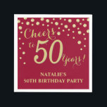 50th Birthday Party Burgundy Red and Gold Diamond Napkin<br><div class="desc">50th Birthday Party Invitation with Burgundy Red and Gold Glitter Diamond Background. Gold Confetti. Adult Birthday. Man or Woman Birthday. For further customization,  please click the "Customize it" button and use our design tool to modify this template.</div>