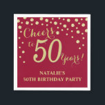 50th Birthday Party Burgundy Red and Gold Diamond Napkin<br><div class="desc">50th Birthday Party Invitation with Burgundy Red and Gold Glitter Diamond Background. Gold Confetti. Adult Birthday. Man or Woman Birthday. For further customization,  please click the "Customize it" button and use our design tool to modify this template.</div>