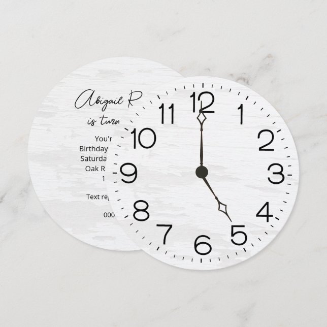 50th Birthday Party Clock On Whitewashed Wood (Front/Back)