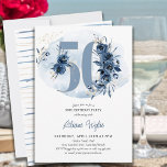 50th Birthday Party Coastal Blue Floral Number 50 Invitation<br><div class="desc">50th birthday party invitation with number 50 decorated with rose buds, flower blooms and foliage in shades of coastal blue and sand. Subtle feminine and elegant design with watercolor floral arrangements, paint splatters and brush strokes. Perfect for 50th birthday celebration with coastal vibe, beach house or lakeside or water front...</div>