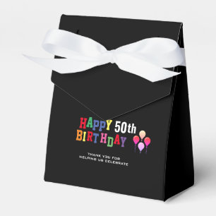50th Birthday Party Colourful Thank You  Favor Box