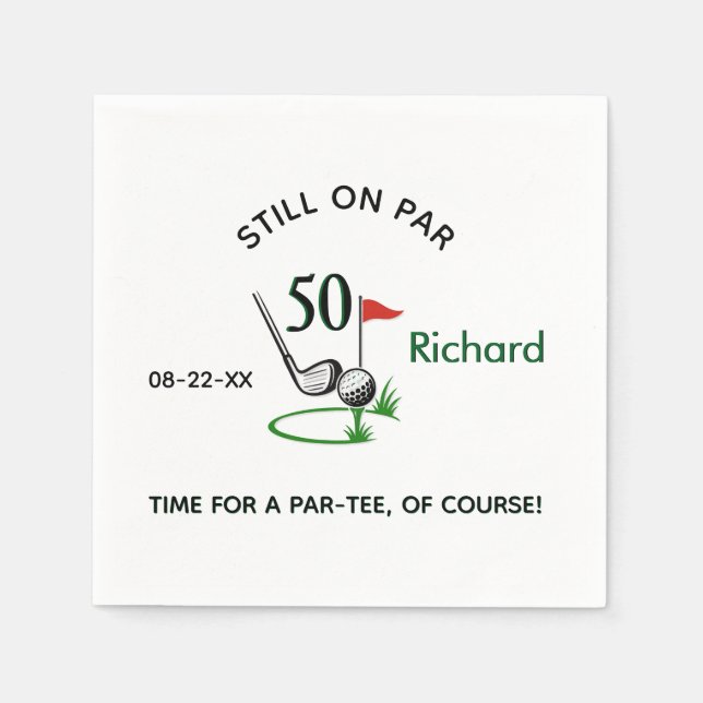  50th Birthday Party Custom Golf Theme Napkin (Front)