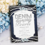 50th Birthday Party Denim Diamonds Pearls Frame Invitation<br><div class="desc">Looking for 50th birthday party ideas for women? This modern, elegant and chic denim and diamonds and pearls birthday party invitation for her, with its denim and pearls theme - with a touch of diamonds, is a perfect way to celebrate a milestone birthday in style. It features a denim background,...</div>