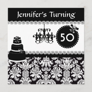 50th Birthday Party Elegant BLING DAMASKInvitation Invitation