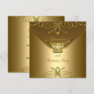 50th Birthday Party Elegant Gold Art Deco Invitation