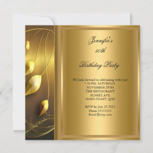 50th Birthday Party Elegant Gold Black Invitation