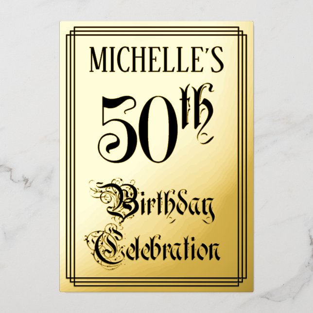50th Birthday Party — Elegant Script + Custom Name (Front)