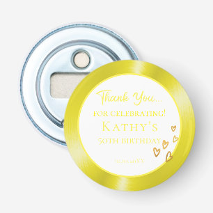 50th Birthday Party Favor Gold Hearts Bottle Opener