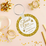 50th Birthday Party Favours Gold Glitter Thank You Keychain<br><div class="desc">50th birthday thank you favour gift keychain in classy gold glitter frame and gold typography .</div>