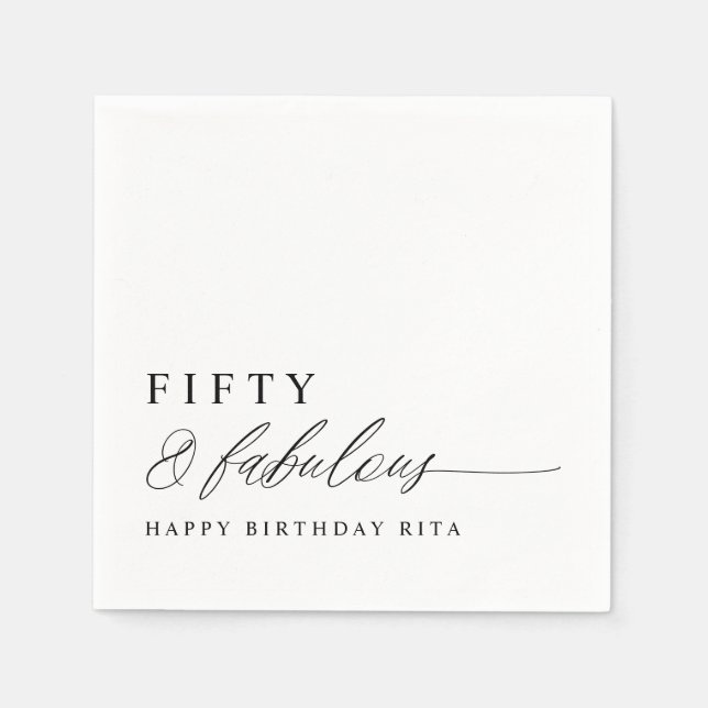 50th Birthday Party Fifty & Fabulous Modern Napkin (Front)