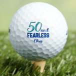 50th birthday party for men awesome golf balls<br><div class="desc">These awesome 50th birthday fifty years old party golf balls for men are a perfect gift for a golf lover. Surprise your golfer dad, granddad, brother, your friend or colleague. Celebrate with family and friends all fifty years. Personalize with the birthday boy's name. Modern cool blue green typography. Enjoy this...</div>