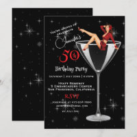 50th Birthday Party Girl In Martini Glass