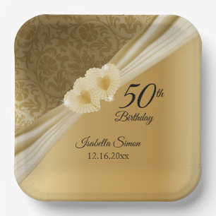 50th Birthday Party - Gold Design Paper Plate