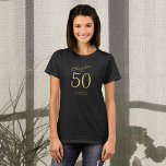 50th Birthday Party Gold Script Black T-Shirt<br><div class="desc">Celebrate a 50th birthday with this stylish and personalized t-shirt! Perfect for gathering all your family and friends together for a special occasion,  this shirt is designed to be easy to personalize. With a luxurious gold script. Get ready to party in style with this special 50th birthday t-shirt.</div>