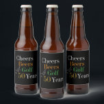 50th Birthday Party Golf Cheers Beers Black Gold Beer Bottle Label<br><div class="desc">This is a cool and modern, 50th birthday, golf party design. It is a simple, minimal design, in classic black and gold typography with pops of orange and green. Perfect for a cool and fun, golf and beer themed, 50th birthday party. This design is fully customizable, simply use the personalize...</div>