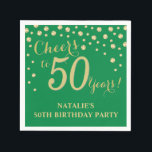 50th Birthday Party Green and Gold Diamond Napkins<br><div class="desc">50th Birthday Party Invitation with Green and Gold Glitter Diamond Background. Gold Confetti. Adult Birthday. Man or Woman Birthday. For further customization,  please click the "Customize it" button and use our design tool to modify this template.</div>