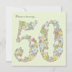 50th Birthday Party Green Blooms Custom Invitation