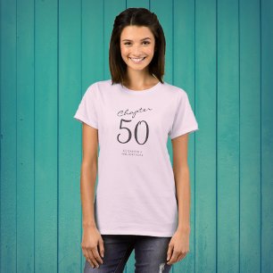 50th Birthday Party Grey Script Pink T-Shirt