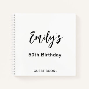 50th Birthday Party Guest Book   Black White