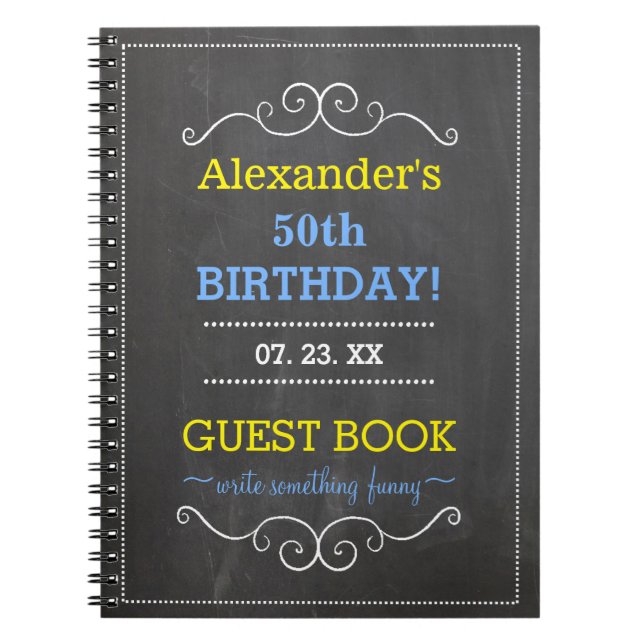 50th Birthday Party Guest Book- Notebook (Front)