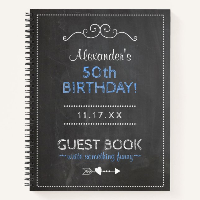 50th Birthday Party Guest Book Personalized | (Front)