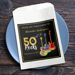 50th Birthday Party Guitar Rocks 50 Thank You Favour Bag
