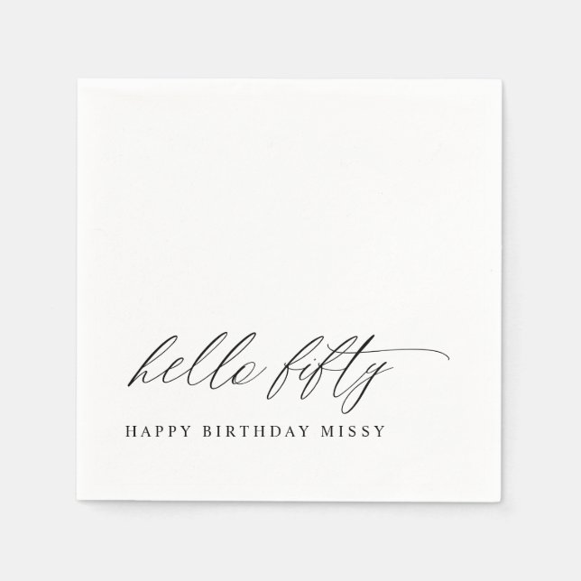 50th Birthday Party Hello 50 Modern Milestone Napkin (Front)