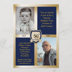 50th,Birthday Party Invitation,Add photo,any age Invitation