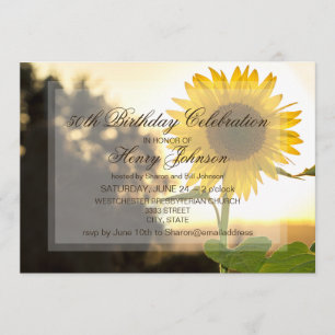 50th Birthday Party Invitation Featuring Sunflower