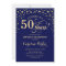 50th Birthday Party Invitation - Gold Navy Blue